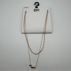BP. Layered Gold Tone Heart & Link Necklace NWT
